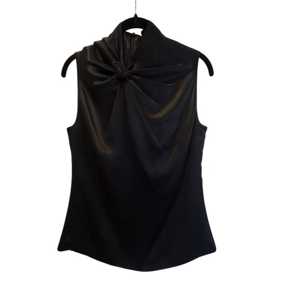 Elegant Chaiken Satin/Silk Sleeveless Black Women's Size‎ 2 Top